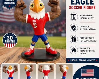 American Eagle Soccer Fan Figurine | 3D Printed Football Decor | Sports Collectible Gift