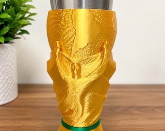 Golden Trophy Cup Holder Compatible with Stanley 16oz Tumbler | Hidden Storage Compartment | 3D Printed