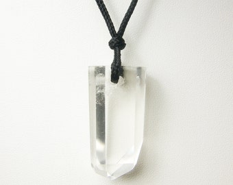 rock crystal beads, raw crystal necklace, raw crystal pendant, pendulum necklace, mens stone pendant, mens stone necklace