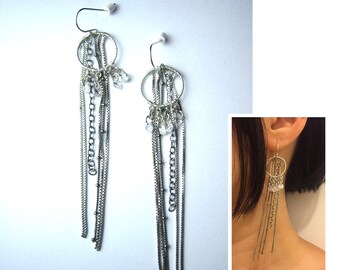 unusual earrings, evening earrings, romantic earrings, edgy earrings, mixed metal earrings, cool earrings, abstract earrings, bold earrings
