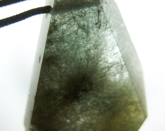 Green rutilated quartz necklace - protection everyday earthy jewelry - nature plant lover gift