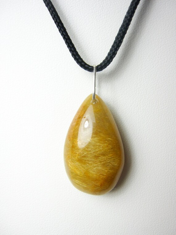 Golden rutilated quartz necklace - protection everyday earthy jewelry - nature plant lover gift 