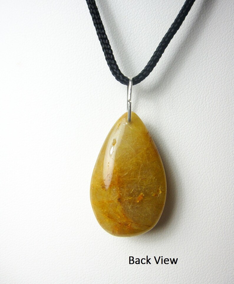 Golden rutilated quartz necklace - protection everyday earthy jewelry - nature plant lover gift image 4