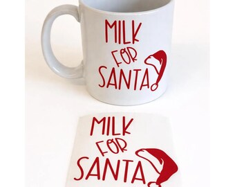 Milk for Santa Mug, Christmas Tradition Ceramic Cup, Holiday Drinkware