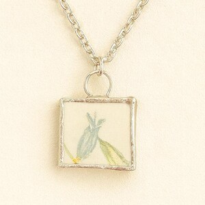 Handmade Iris Upcycled Vintage Plate Pendant Necklace