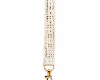 Handmade Square Crochet Vintage Trim Keychain Wristlet – Vintage Glam Key Fob