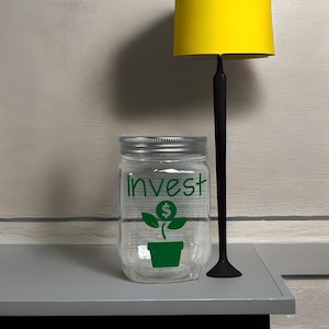 Plastic Invest Challenge and Other Custom Saving Jar Jars - Save Jar - Money - Personalized - Money Bucket - Philosophy - Long Term Goal