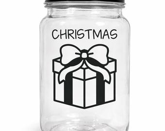 Christmas Present Fund Vinyl Decal | Money Jar Sticker, Savings Label