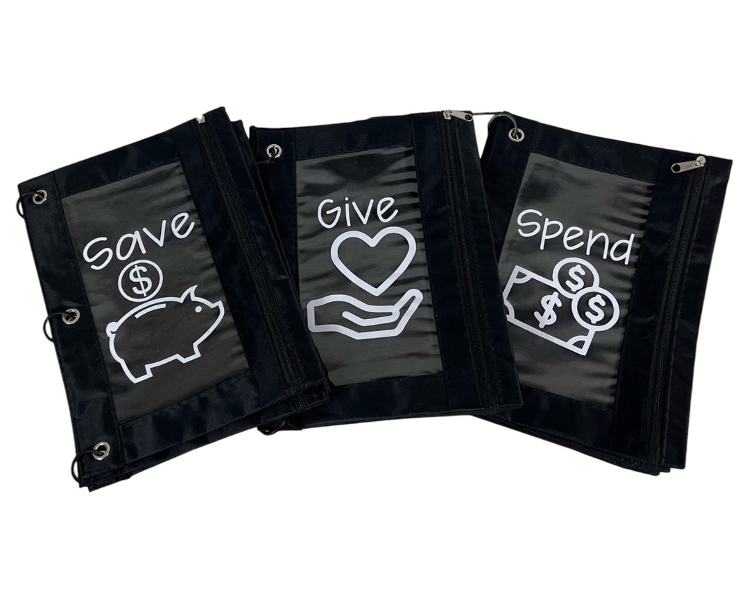3 Save, Give &amp; Spend Envelope Pouches With Binder Rings Save Spend Give ...