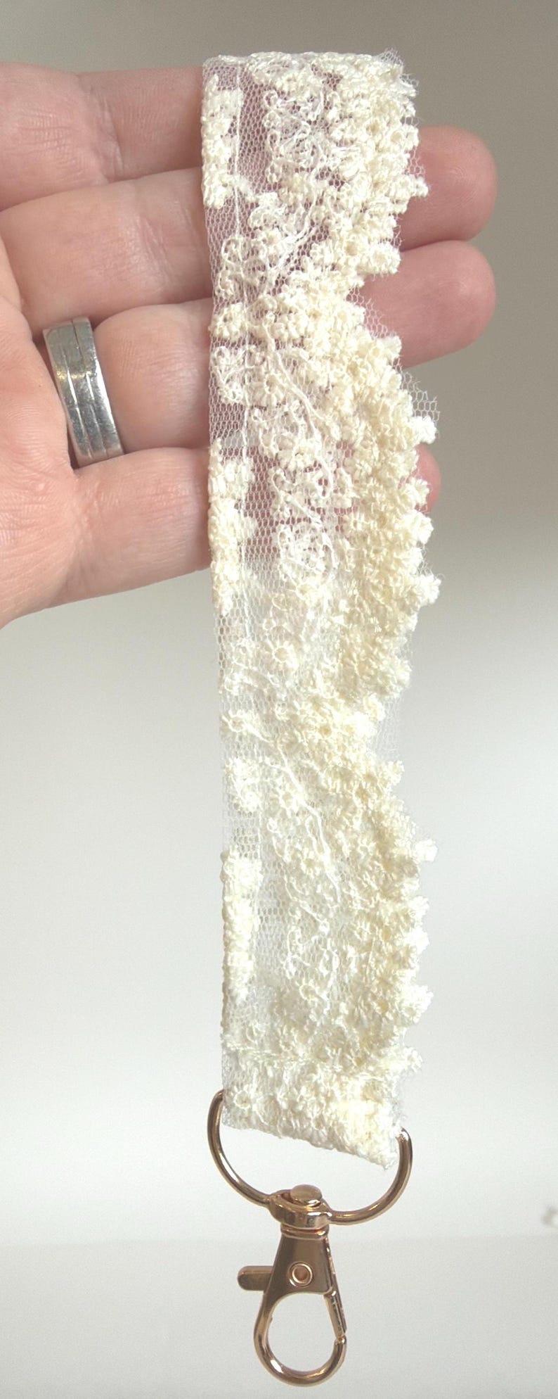 Ivory Keychain Handmade Delicate Floral Ivory Embroidered Lace Keychain Wristlet ...