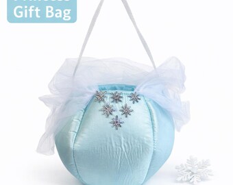 Draagtas sneeuwprinses – blauwe sneeuwvlok cadeauzakje – draagtas kinderfeestje
