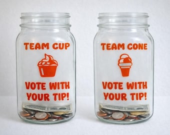 Ice Cream Tip Jar Decals – Cup vs Cone Voting - Set of 2 Vinyl Only