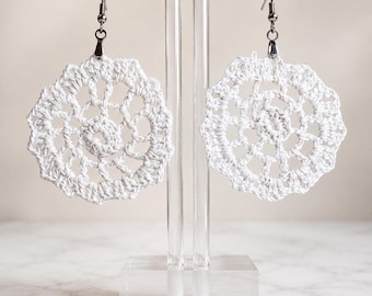 Vintage Medium Lace Circle Boho Statement Earrings