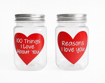 Reasons I Love You / 100 Things Jar – 100 Pre-Cut Slips, Ready-to-Gift