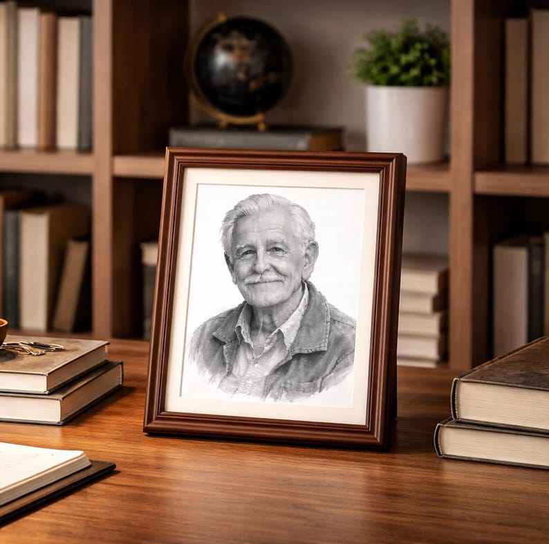 Custom Memorial Portrait From Old Photo, Personalized Remembrance Gift ...