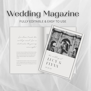 Wedding Magazine Template, editable in Canva wedding favours, multiple pages