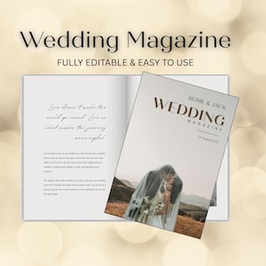 Wedding Magazine Template, editable in Canva wedding favours, multiple pages