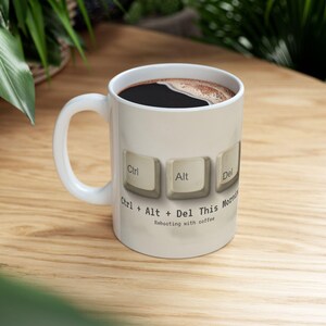 Taza ingeniosa de 325 ml con la frase "Ctrl Alt Del This Morning" / Divertida tecnología retro de los 90