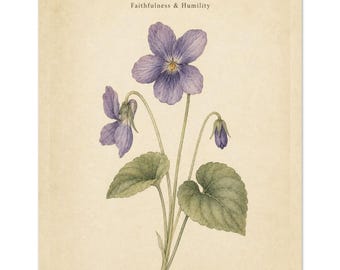 February Birth Flower Print | Violet Botanical Wall Art (Physical Print)
