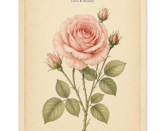 June Birth Flower Print | Rose Botanical Wall Art (Physical Print)