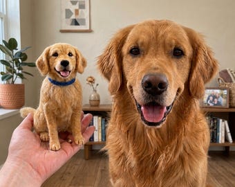 Custom Needle Felted Dog Portrait, Personalized 3D Miniature Replica, Pet Memorial Gift