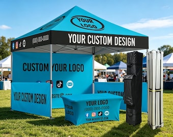 Custom 10×10 Canopy Tent, Personalized Event Tents with Your Logo, Pop-Up Tent, Personalized Trade Show Booth– Free Personalized Design