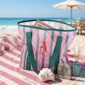 Embroidered Mesh Beach Tote Bag, Custom Striped Beach Tote product logo