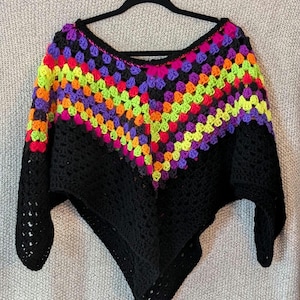 Multicolor Granny Stitch Poncho
