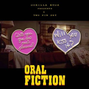 Lovers Hearts Pulp Fiction enamel pin set Love notes friendship