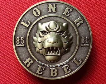 Loner / Rebel  biker enamel pin BRONZE finish