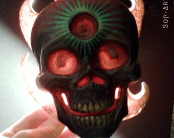 Radiant Third Eye Skull original wall sculpture - OOAK