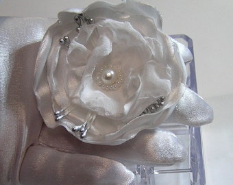 Hand made  designed lovely satin rose brooch great for wedding bridal occasion