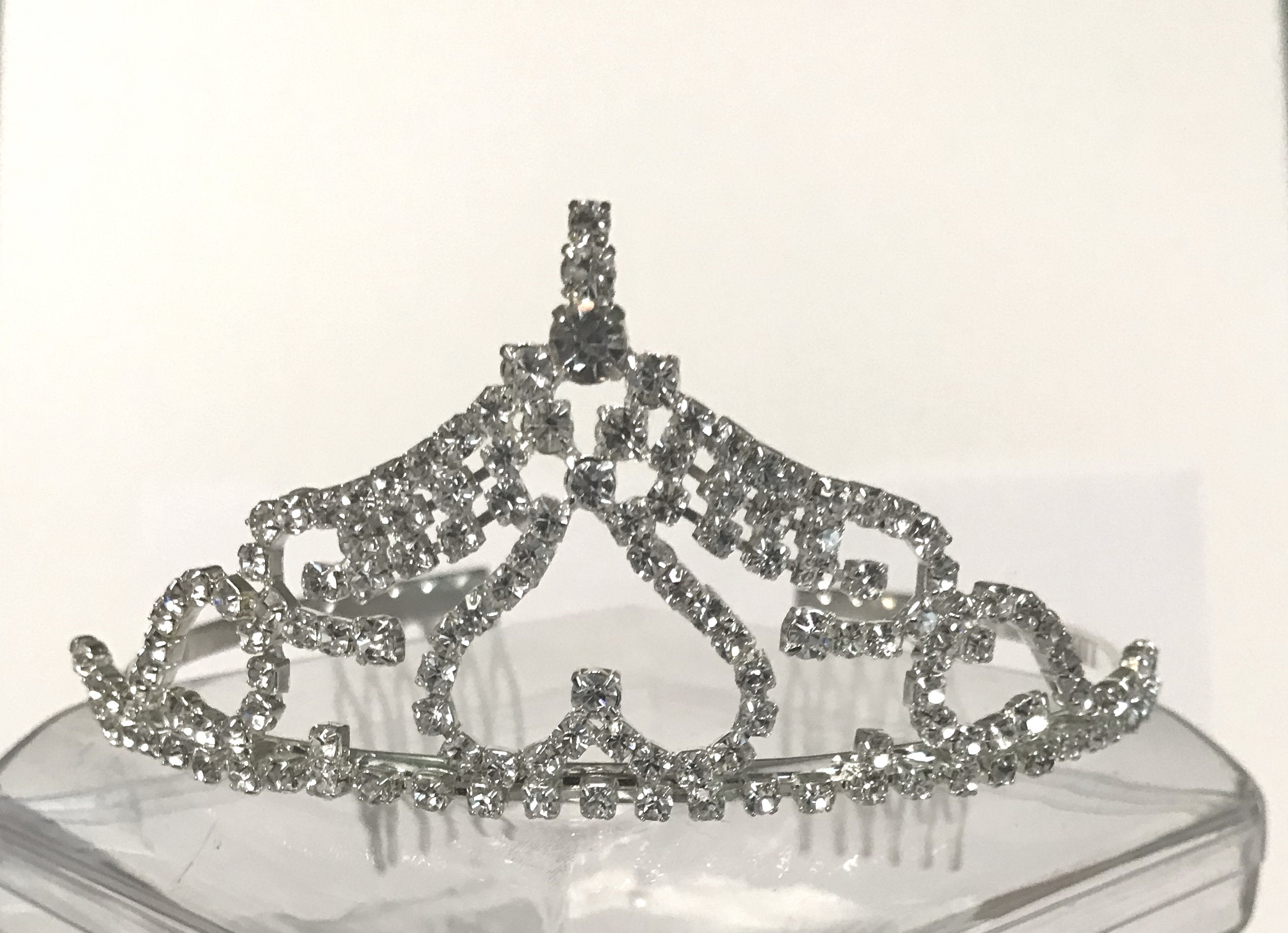 Silver Plated Tiara With Crystals New Vintage #507312 - Etsy