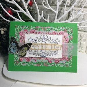 Carte de voeux VERTE PAPILLON /joyeux anniversaire/carte d'amour/fait main