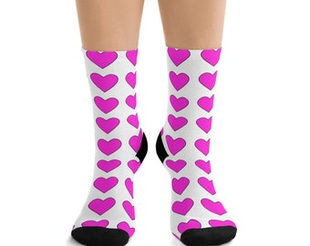 Recycled Poly Socks big pink hearts socks