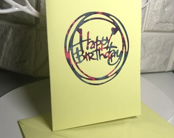 YELLOW Greeting card/ gift card /HAPPY BIRTHDAY /love card/handmade/whimsical card