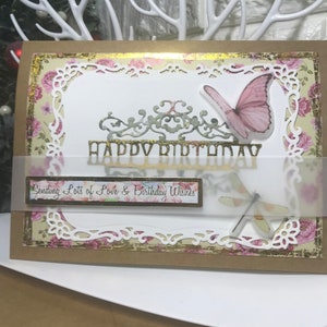 GRANDE carte de voeux artisanale/carte cadeau ROSES vintage/7 x 5 po/Noël/joyeux anniversaire