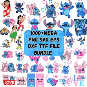 1000+ Stitch files, Stitch PNG SVG Font bundle, Angel and Stitch clipart Svg, Lilo and stitch SVG, Cricut Silhouette svg, stitch layered