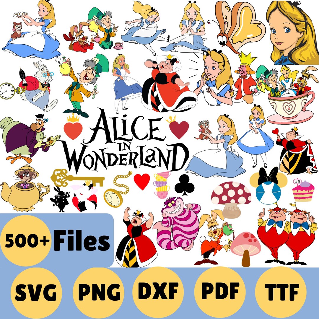 Alice in Wonderland SVG PNG Bundle, Queen of Hearts, Mad Hatter ...
