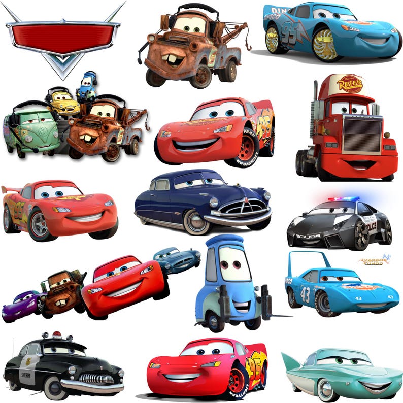 Cars PNG SVG Cliparts Bundle, Fast One Birthday Lightning Mcqueen Tow ...