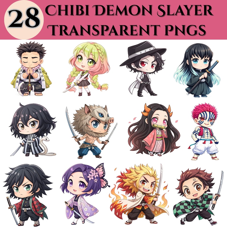Anime Demon Slayer Fanart PNG Bundle 2 , Printable Demon Slayer T Shirt Sublimation, Anime Lover Gift, Manga Comic Characters, Junk Journal