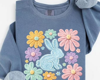 Happy Easter Bunny PNG, Faux Yarn Boho Easter Png, Latch Hook Sublimation, Retro Easter Png, Floral Spring Png, Girls Pink Easter