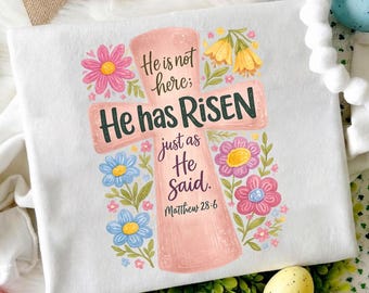 He has risen Christian Easter png, Resurrection day png, floral png, boho png, brushstroke png, abstract floral png, Easter sublimation