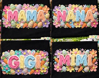 Easter Mama Png Bundle, Happy Easter Png, Mothers Day Png, Nana Mimi Gigi Nini Floral Colorful Brushstroke Easter Day Png, mothers day gift