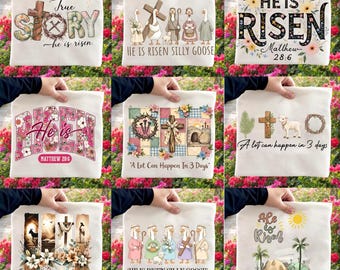 Retro Christian Easter PNG Bundle, He Is Risen Png Bundle, He Is Risen Matthew 28:6 Png, True Story 3 Days Floral T Shirt Png Download