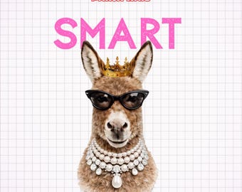 Smart Donkey Vogue Png, Print Glasses, Sassy Farm Animal Design, Funny Donkey Png Digital Download