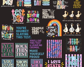 Test Day Quotes PNG Bundle, Teacher Motivation PNG, You Got This PNG, School Encouragement Png, Testing Day Png, Back To School Png Design