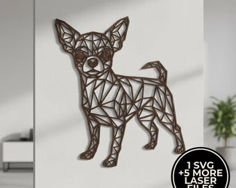 Archivo SVG de Chihuahua para corte láser / Arte de pared de perro Chihuahua / Regalo para amantes de los perros Glowforge xTool / Descarga digital