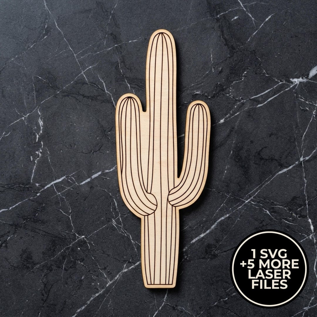 Saguaro Cactus SVG Laser Cut File | Cactus Coloring Craft | Paint Your ...