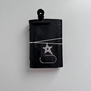 Agenda minimalista A6 de piel auténtica brillante con recambios / planificador recargable